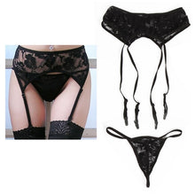 Load image into Gallery viewer, Rose Pattern Fashion Lace  Ladies  Womens Top Thigh-Highs Stockings  within Temptation Suspender Garter Belt Transparent  Socks