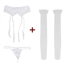 Load image into Gallery viewer, Rose Pattern Fashion Lace  Ladies  Womens Top Thigh-Highs Stockings  within Temptation Suspender Garter Belt Transparent  Socks