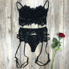 Load image into Gallery viewer, Women Sexy Lingerie Lace Babydoll Open Bra Set G-String Underwear Nightwear Bra &amp; Brief Sets