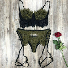 Load image into Gallery viewer, Women Sexy Lingerie Lace Babydoll Open Bra Set G-String Underwear Nightwear Bra &amp; Brief Sets